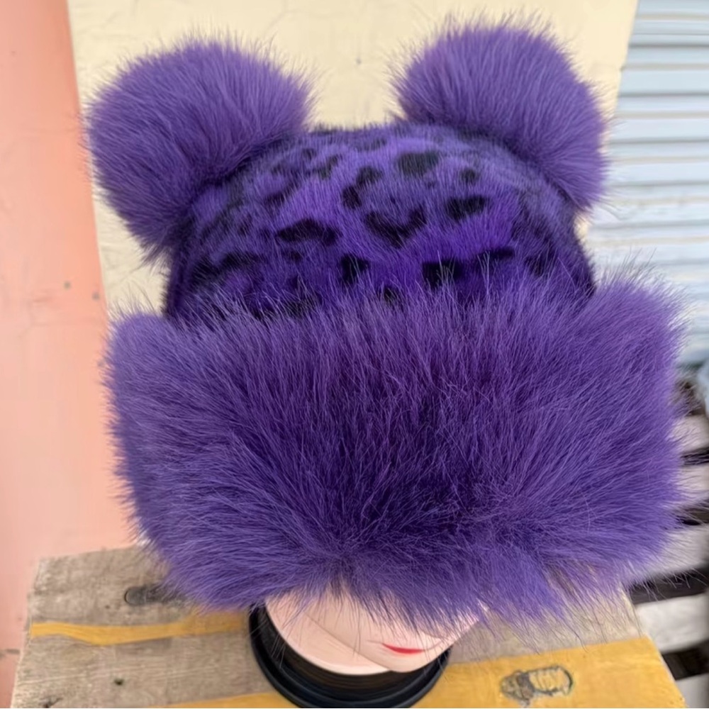 Purple Leopard Print Hat